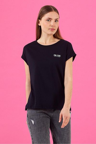 VENA Tricou Cindy Black Vena Logo de damă