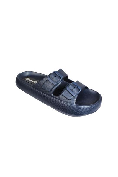Akınal Bella AKINBELLA Men's - Black Navy Blue Double Banded, Buckle Rubber Sole Sea and Garden Slippers