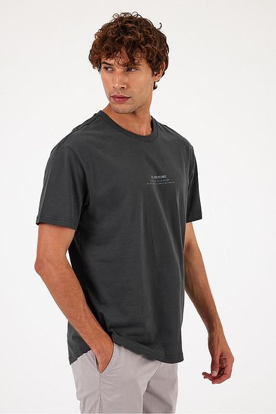 VENA Ανδρικό μπλουζάκι Feelings Anthracite - Crew Neck, εμπριμέ, κανονική εφαρμογή