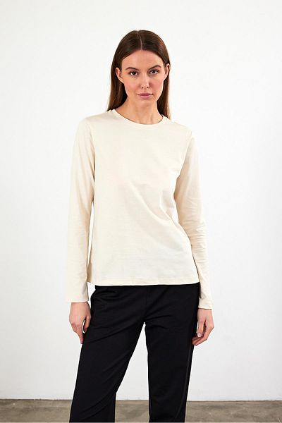 VENA Γυναικείο μπλουζάκι Gloria Beige Crew Neck Regular Fit Basic