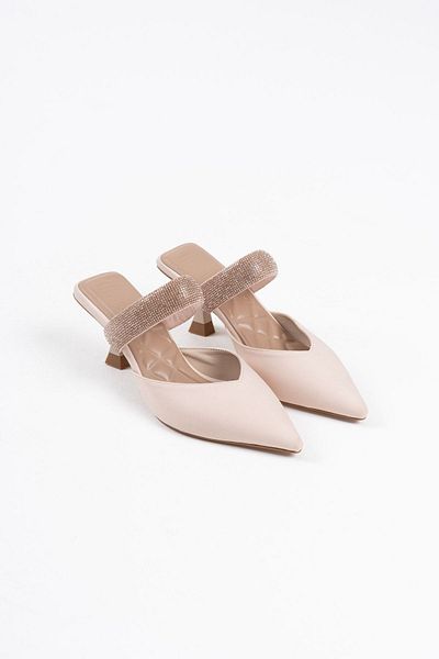 EMOYRA Nina Heeled Beige Women's Slippers