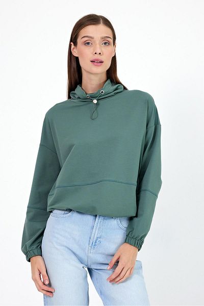 VENA Γυναικείο φούτερ Norah Lake Green με λεπτομέρεια κανονική εφαρμογή - 29554-1019
