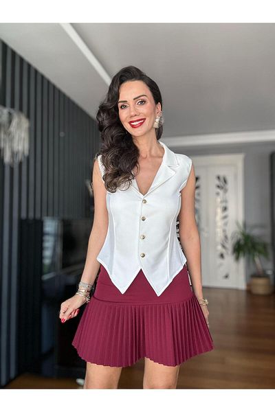 Atelier Derin Fusta mini plisată roșu Claret