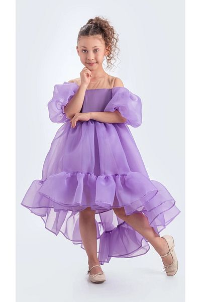 vestitino Tailed Girl's Evening Dress Karolin Fabric