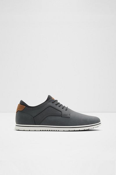 Aldo Drymos - Men's Faux Leather Dark Gray Flat Lace-Up Stylish Shoes