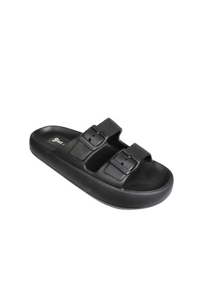 Akınal Bella AKINBELLA Men's - Black Navy Blue Double Banded, Buckle Rubber Sole Sea and Garden Slippers