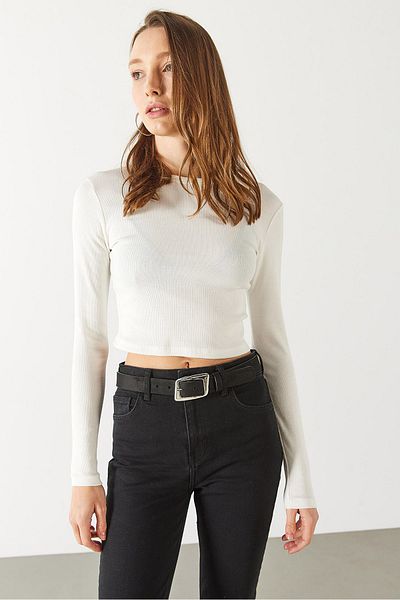 VENA Maria Μακρυμάνικο Crop T-Shirt - ΜΑΛΑΚΙ