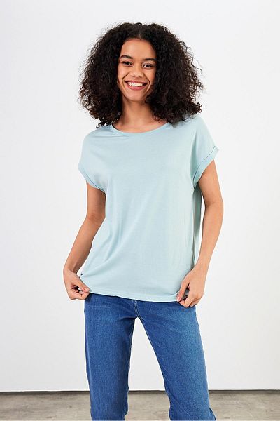 VENA Tricou modal Cindy Sky Blue pentru damă - Decolteu Crew, Regular Fit, Lyocell