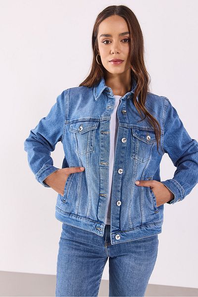 VENA Jachetă de jeans Ally Dirty Med Blue Slim Fit - DIRTY MED BLUE