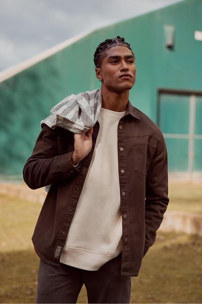 VENA Ανδρικό παλτό Jason Khaki Oversize Πολύχρωμο Jean πουκάμισο