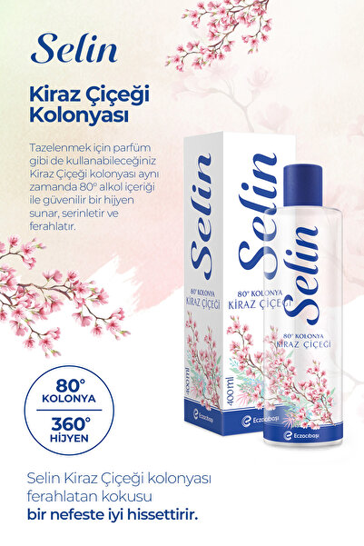 Selin Parfümlü Kolonya Kiraz Çiçeği 400 ml 4'lü Set