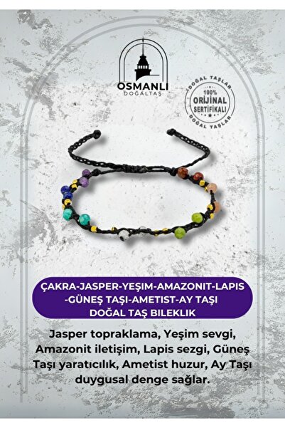 OSMANLI DOĞAL TAŞ Çakra-jasper-yeşim-amazonit-lapis-güneş Taşı-ametist-ay Taşı Doğal Taş Bileklik
