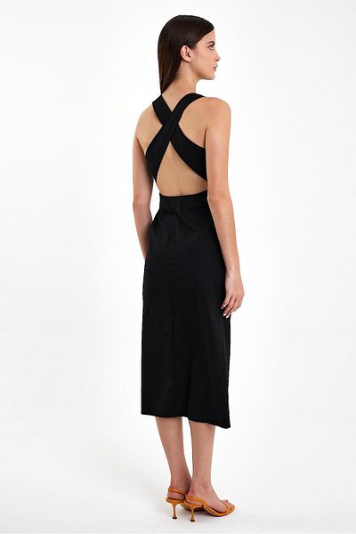 VENA Γυναικείο φόρεμα Lena Black Back με λεπτομέρεια με σχισμή