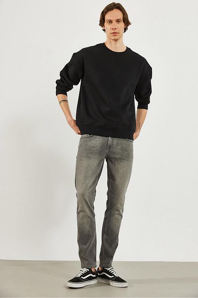 VENA Мъжки суитшърт Clark Black Zero Collar Oversize