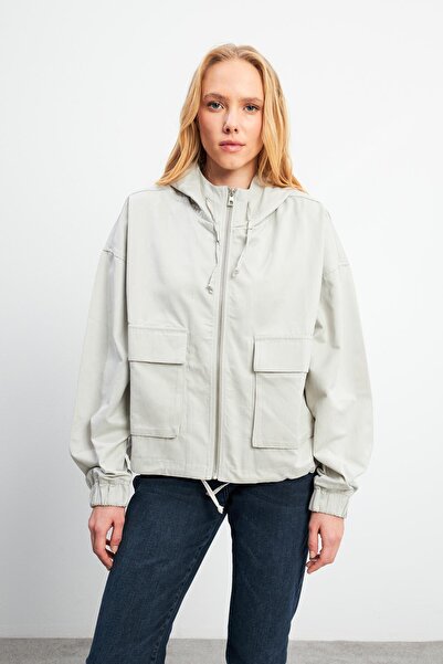 VENA Jachetă de vânt cu glugă Meggy Ice Grey pentru femei - 8788g-422