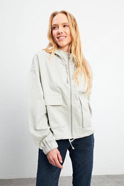 VENA Jachetă de vânt cu glugă Meggy Ice Grey pentru femei - 8788g-422