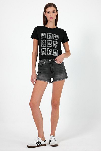 VENA Elina Women's Black Jean Shorts