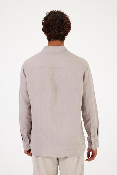 VENA Nicolas Gray Regular Fit Men's Linen Shirt