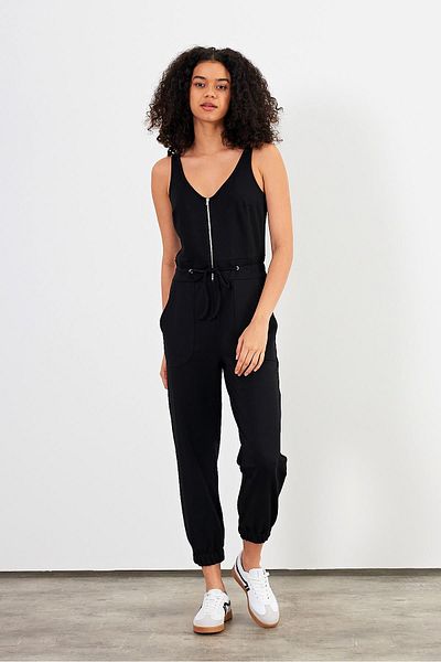 VENA Veronica Black V-Neck Sleeveless Women's Jumpsuit