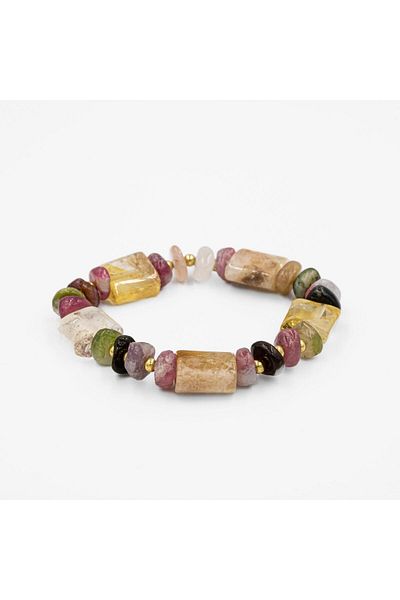 OSMANLI DOĞAL TAŞ Colorful Tourmaline-citrine Natural Stone Bracelet