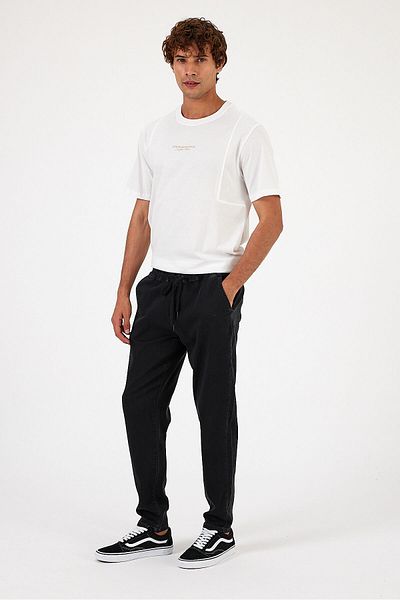 VENA David Black Slim Fit Jean Παντελόνι με ελαστική μέση - ΜΑΥΡΟ