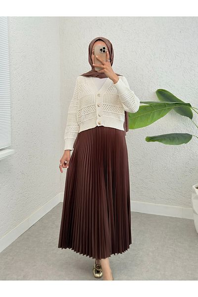 Modamorfo Openwork Buttoned Knitwear Cardigan -Cream