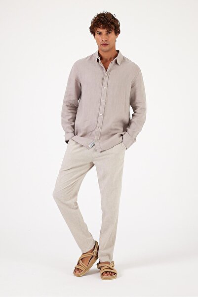 VENA Nicolas Gray Regular Fit Men's Linen Shirt
