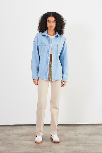 VENA Jachetă de damă Sementa Sky Blue Boyfriend Cut Bluză