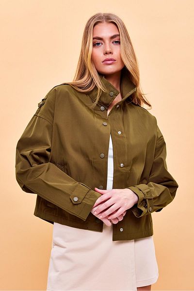 VENA Women's Yula Khaki Gabardine Short Jacket