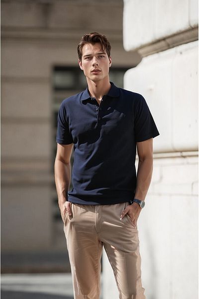The Clover Men's Polo Neck Button Short Sleeve 100% Cotton T-Shirt Thclvr.Dncr