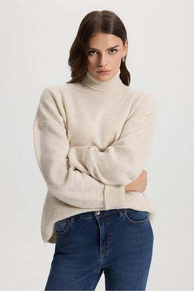 VENA Melinda Turtleneck Sweater - Ecru