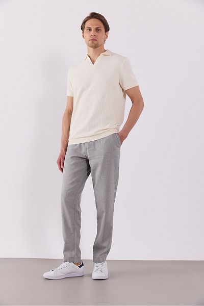 VENA Ken Waist Elastic Λινό Μικτό Παντελόνι Chino - ΓΚΡΙ