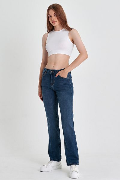 VENA Pantaloni de damă Gabriel Dark Blue Straight Fit Lyocell Jean