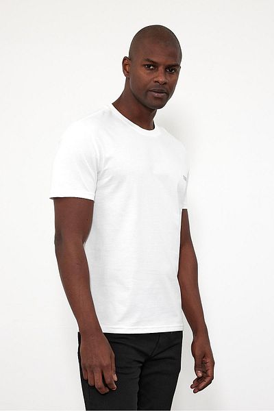 VENA Ανδρικό μπλουζάκι με λογότυπο Crew Neck με τυπωμένη κανονική εφαρμογή - Ivory