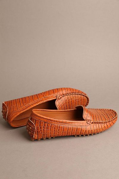 Gondol Mocasini clasici din piele naturala de dama Tan Croco 37 ttx.701