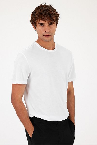VENA Ανδρικό μπλουζάκι Ken White Crew Neck Regular Fit Pique Basic