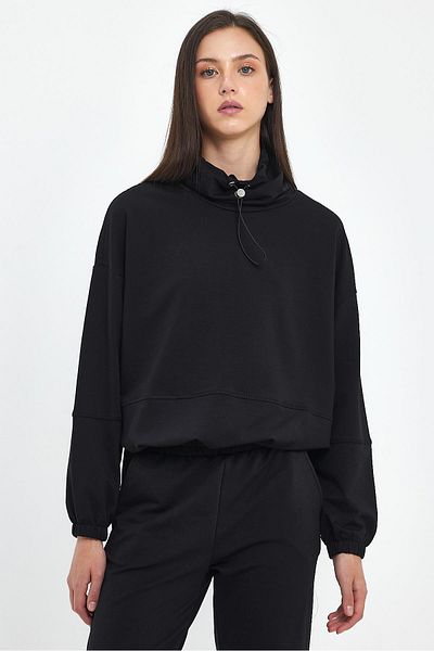 VENA Суитшърт с яка Norah Regular Fit - Черен