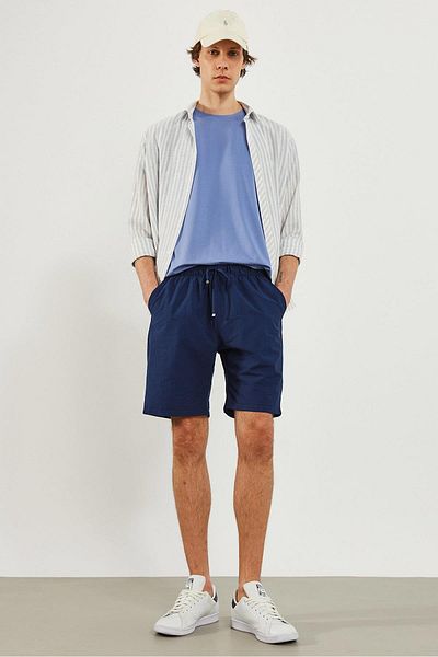 VENA Ανδρικό σορτς με ελαστική μέση Navy Blue Parachute