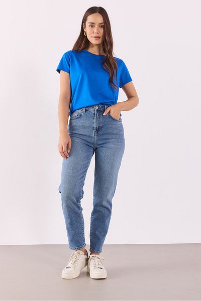 VENA Boyfriend Crew Neck Modal T-Shirt Regular Fit - Sapphire
