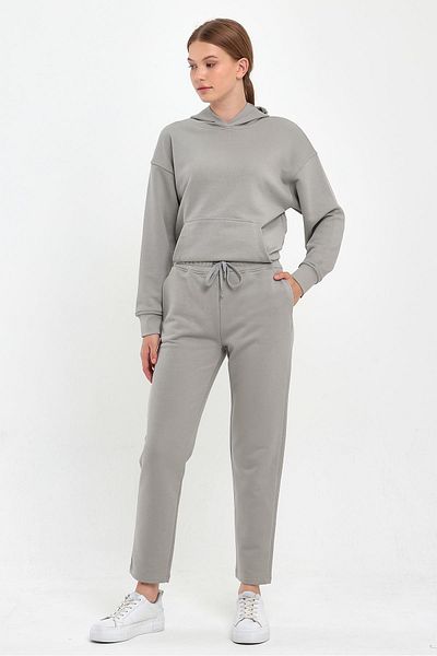 VENA Pantaloni de trening din bumbac Larissa Regular Fit - Ice Grey