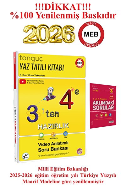 Tonguç Yayınları 3. Sınıf Yeni Nesil 3'den 4'e Hazırlık Kitabı