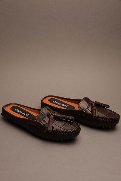 Gondol Papuci clasici de damă din piele naturală maro croco 37 Ttx.905