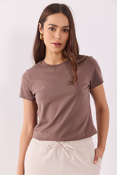VENA Μπλουζάκι Rachel Vizon Slim Fit Μπλούζα με Στρογγυλή Λαιμόκοψη