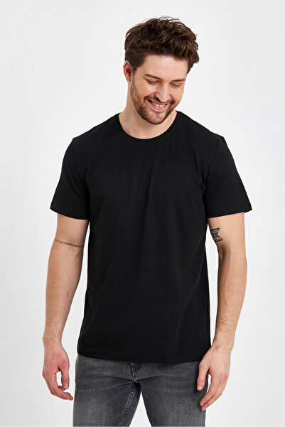 VENA Μπλουζάκι Ken Crew Neck Regular Fit Basic - ΜΑΥΡΟ