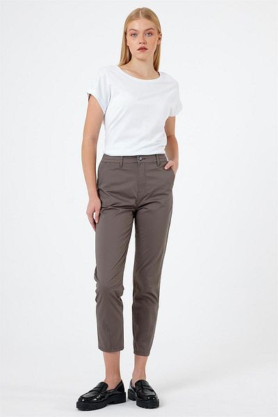VENA Norah Elastic Waist Gabardine Παντελόνι - Tree Bark