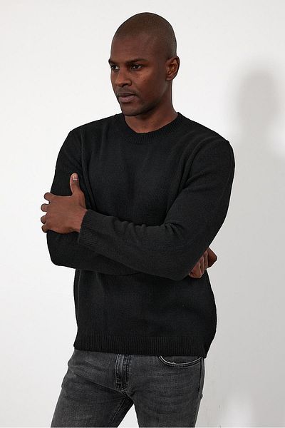 VENA Πλεκτό πουλόβερ Joe Crew Neck - Μαύρο