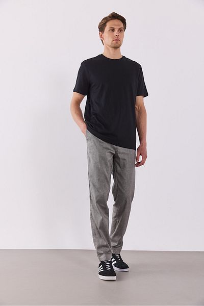 VENA Ken Waist Elastic Λινό Μικτό Παντελόνι Chino - ΜΑΥΡΟ