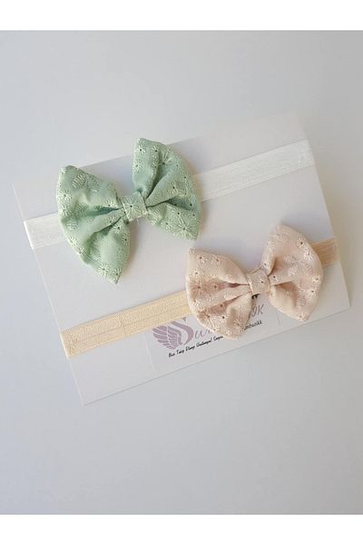 swan butik Baby Girl Kids Bandana αγκράφα Σετ 2 τεμαχίων μέντας και κρέμα