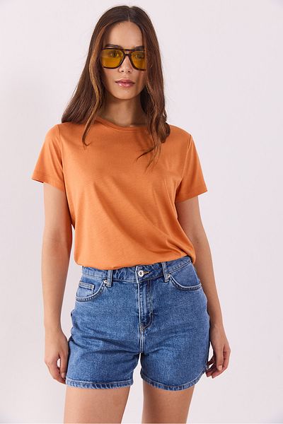 VENA Ποδηλατικό λαιμό - Μπλουζάκι Modal Regular Fit (TENCEL) (TM) - TERRACOTTA
