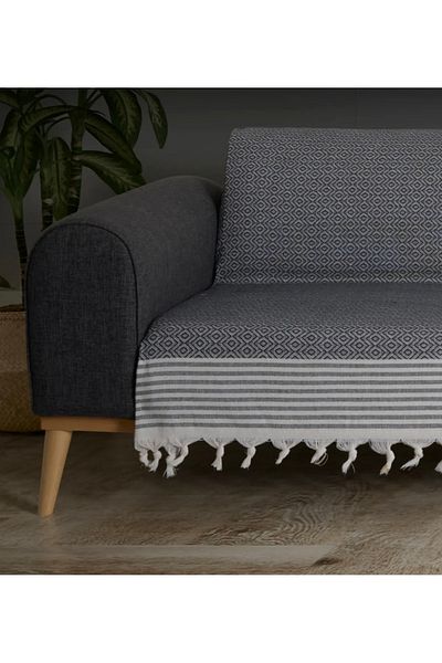 She&Co Sofa / Sofa Bed / Bed Cover 100% Cotton 170X210 – Summer, Stain Protector, Stylish Look-Anthracite